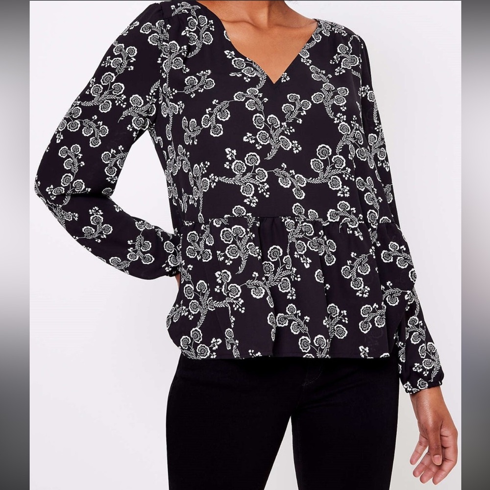 Flowy LOFT Floral Peplum Blouse